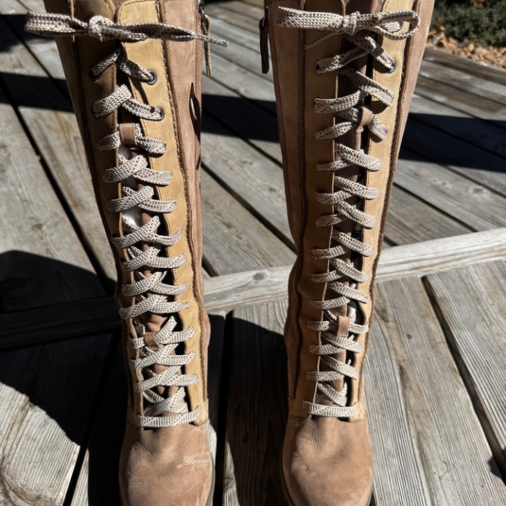SOREL Joan of Arctic Wedge II Boots Tall Women's Beige Lace Up Size 8.5 - Picture 2 of 14